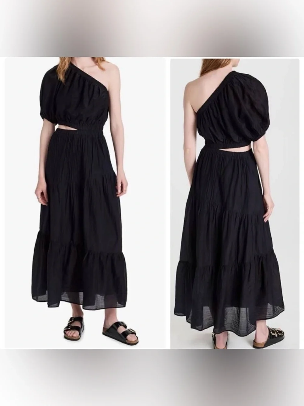 Velvet by Graham & Spencer Black One-Shoulder Maxi Skirt Set